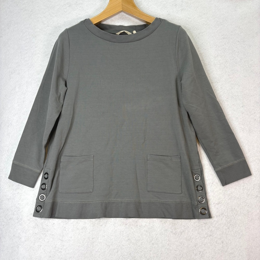 Soft‎ Surroundings Gray Snap Side Front `Pocket Top Womens XLp Neutral Soft Girl